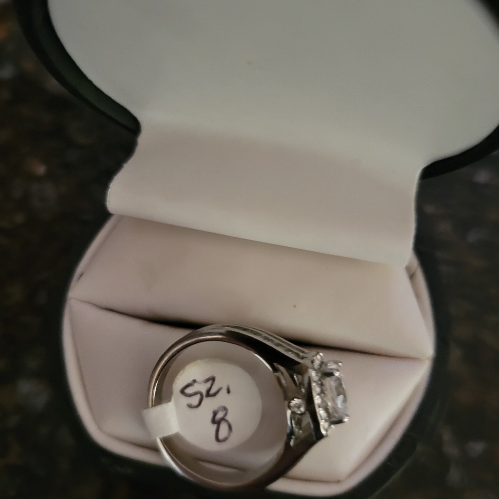 Halo CZ Wedding Rings - Picture 3 of 6